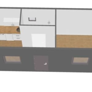 Contentor social equipado de 21 m² – WC, cozinha e vestiário